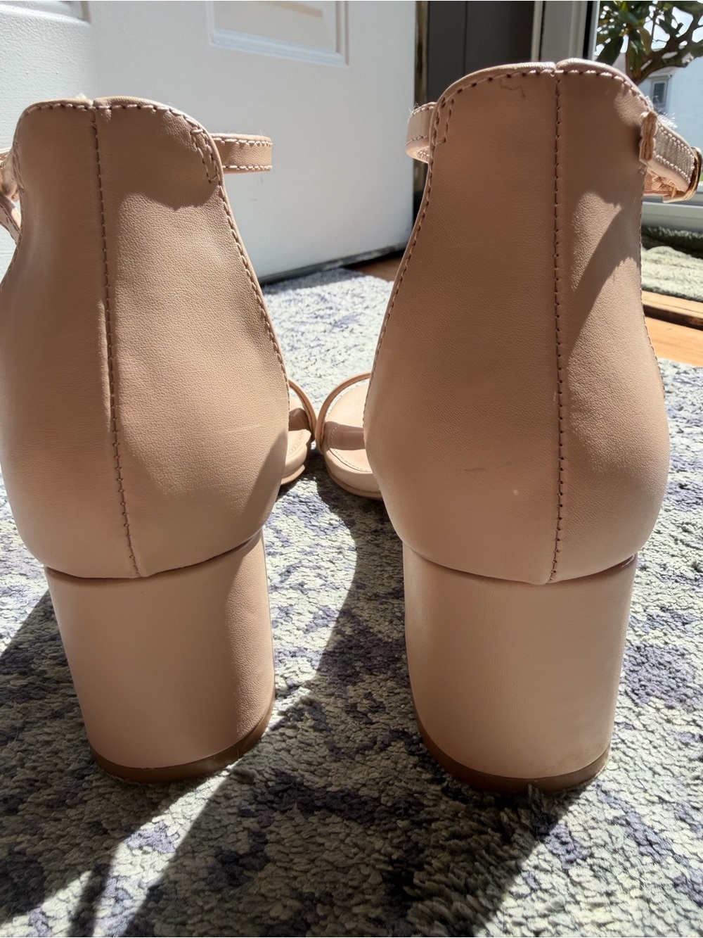 Madden Girl Beige Ankle-Strap Block Heels - Picture 3 of 6